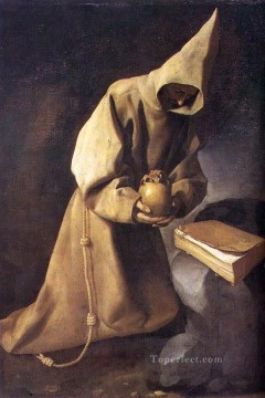  med Painting - Meditation of St Francis Baroque Francisco Zurbaron